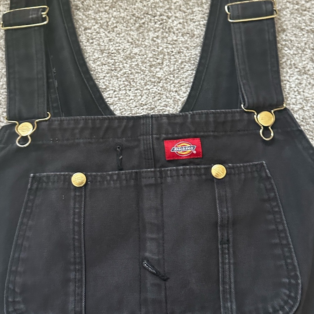 Dickies Black Overalls with Gold Buttons
